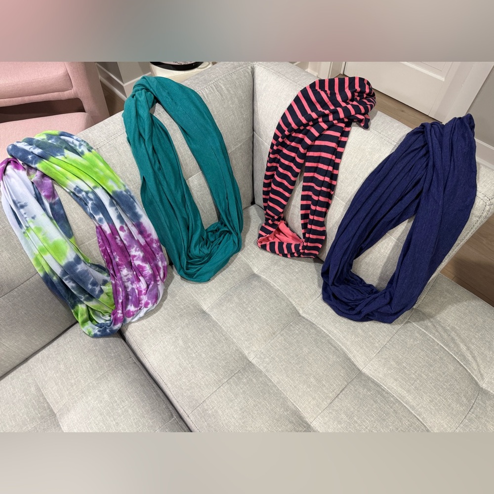 Lot of 4 Colorful Infinity Scarves